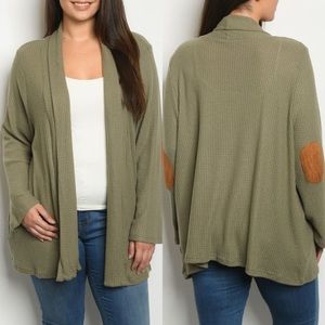 August Mist Gray Waffle Knot Open Face Cardigan Size 2X